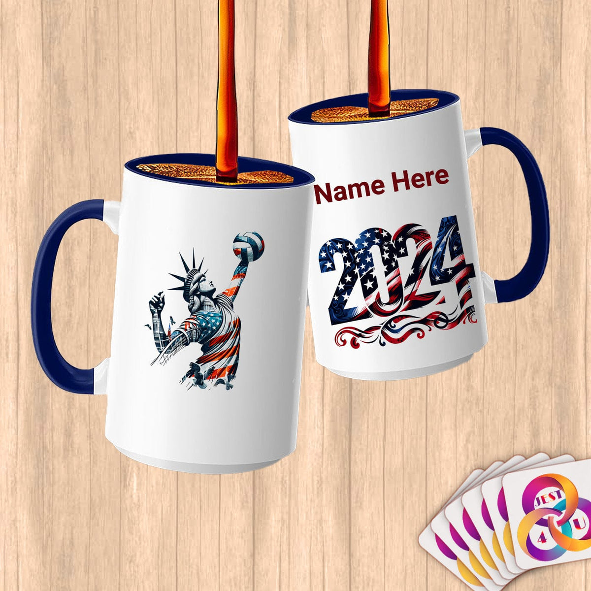 Physical Item 15oz / Blue Liberty Volley ~Limited Edition 2024 "USA Excellence" ~ Customized Large 15oz Mug