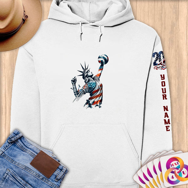 Physical Item S / White Liberty Volley ~Limited Edition 2024 "USA Excellence" ~ Personalized Premium Hoodie