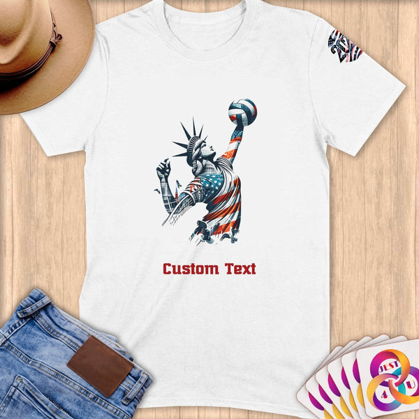 Physical Item S / White Liberty Volley ~Limited Edition 2024 "USA Excellence" ~ Personalized Softstyle T-Shirt