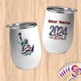 Physical Item 12 oz / White Liberty Waves ~ Limited Edition 2024 "USA Excellence" ~ Customizable 12oz Wine Tumbler with Lid