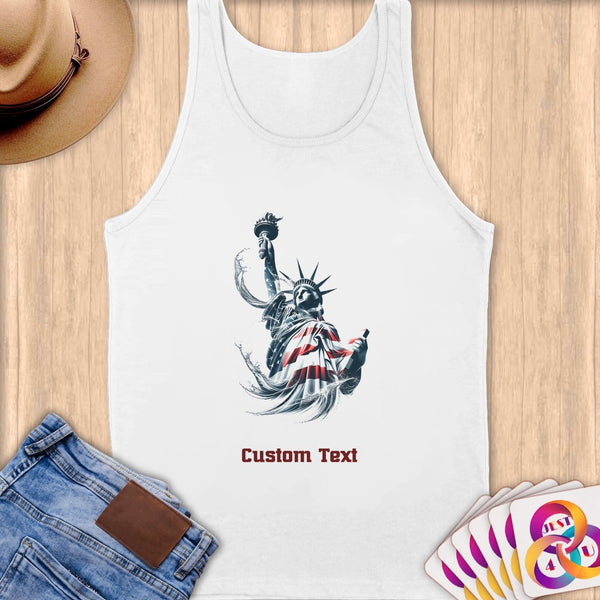 Physical Item S / White Liberty Waves ~ Limited Edition 2024 "USA Excellence" ~ Customizable Supersoft Tank Top