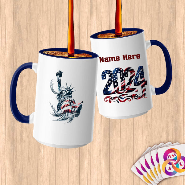 Physical Item 15oz / Blue Liberty Waves ~ Limited Edition 2024 "USA Excellence" ~ Customized Large 15oz Mug