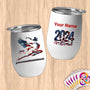 Physical Item 12 oz / White Majestic Eagle Gymnastic Form ~Limited Edition 2024 "USA Excellence" ~ Customizable 12oz Wine Tumbler with Lid