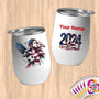 Physical Item 12 oz / White Majestic Soccer ~Limited Edition 2024 "USA Excellence" ~ Customizable 12oz Wine Tumbler with Lid