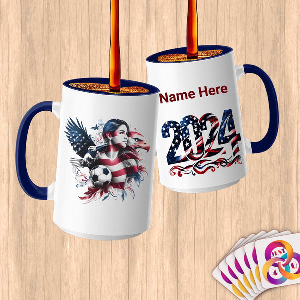 Physical Item 15oz / Blue Majestic Soccer ~Limited Edition 2024 "USA Excellence" ~ Customized Large 15oz Mug