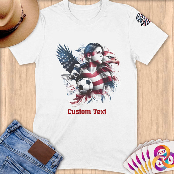 Physical Item S / White Majestic Soccer ~Limited Edition 2024 "USA Excellence" ~ Personalized Softstyle T-Shirt