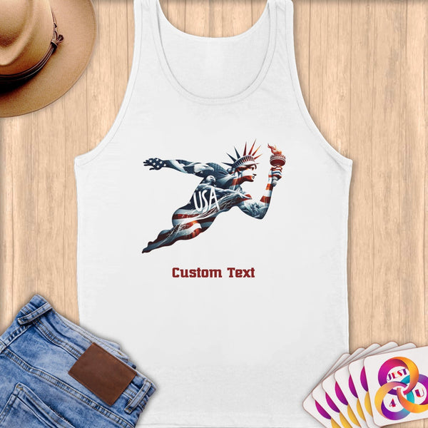 Physical Item S / White Majestic USA Liberty~Limited Edition 2024 "USA Excellence" ~ Customizable Supersoft Tank Top