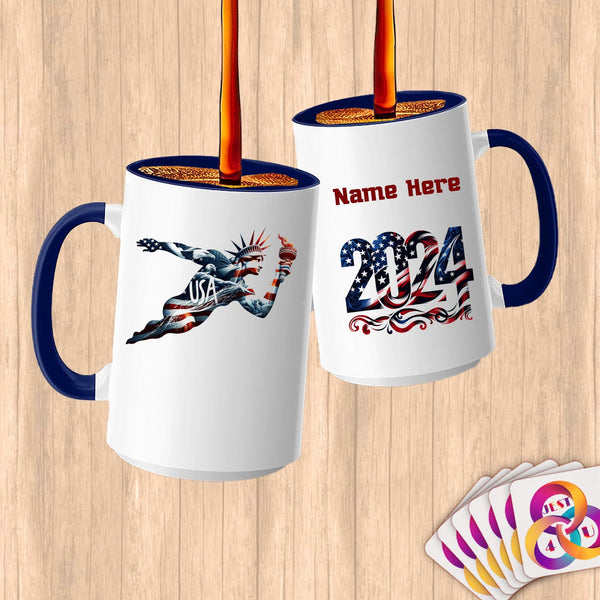 Physical Item 15oz / Blue Majestic USA Liberty~Limited Edition 2024 "USA Excellence" ~ Customized Large 15oz Mug
