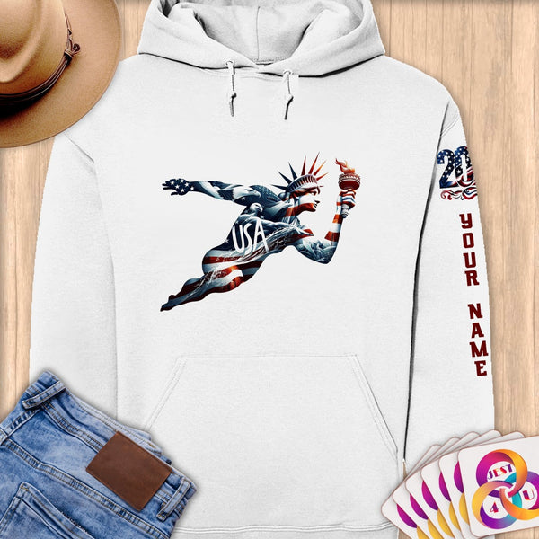 Physical Item S / White Majestic USA Liberty~Limited Edition 2024 "USA Excellence" ~ Personalized Premium Hoodie