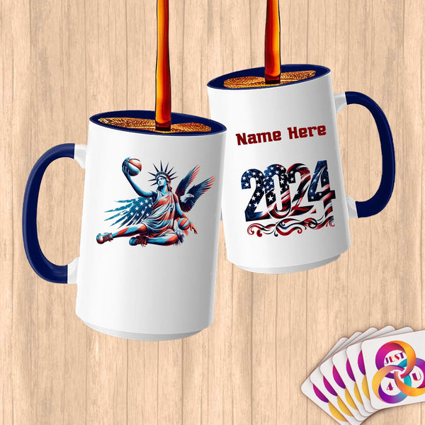 Physical Item 15oz / Blue Mighty Liberty Basketball~Limited Edition 2024 "USA Excellence" ~ Customized Large 15oz Mug