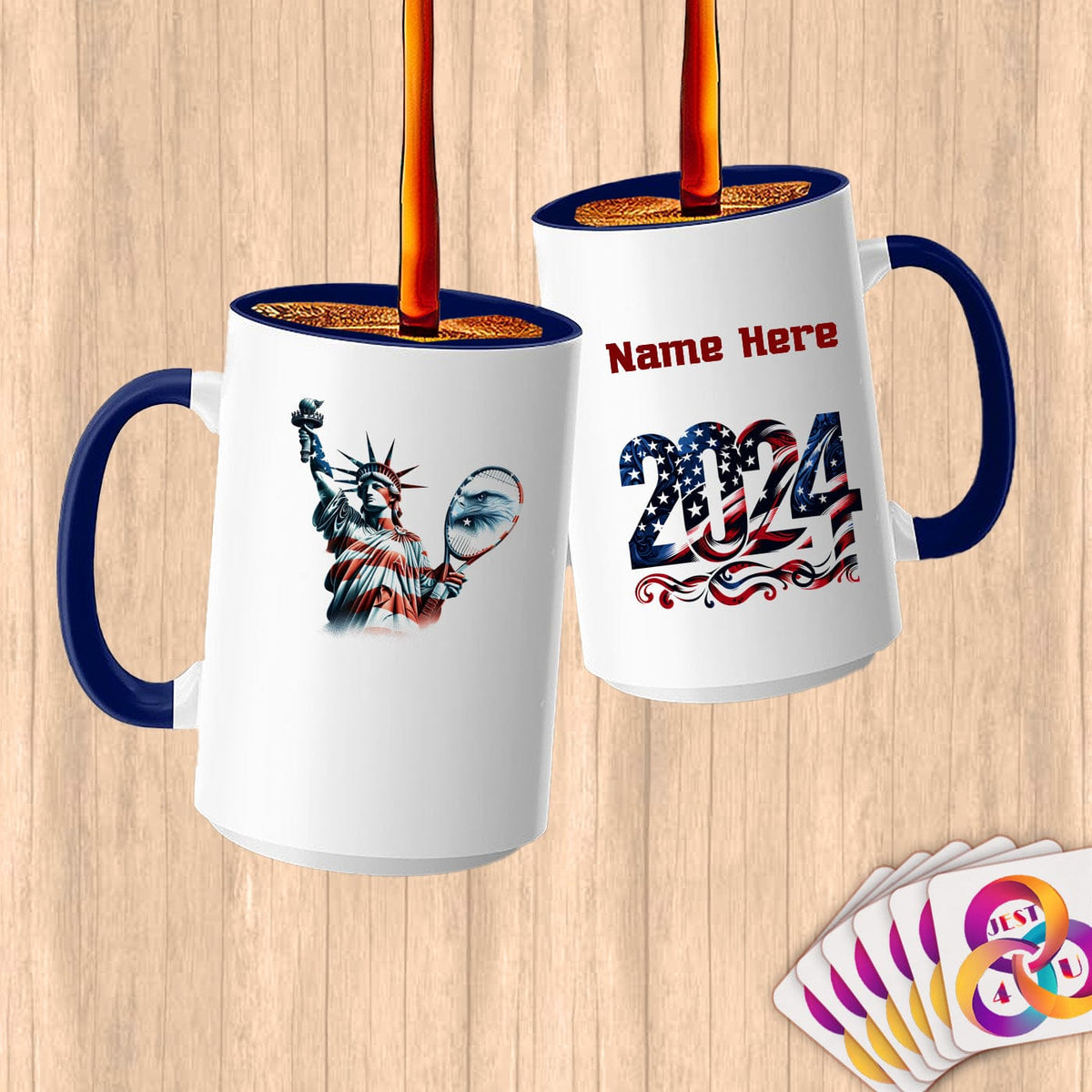 Physical Item 15oz / Blue Mighty Liberty Eagle Tennis~Limited Edition 2024 "USA Excellence" ~ Customized Large 15oz Mug