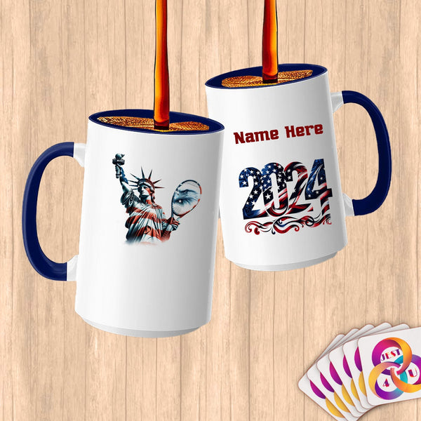 Physical Item 15oz / Blue Mighty Liberty Eagle Tennis~Limited Edition 2024 "USA Excellence" ~ Customized Large 15oz Mug