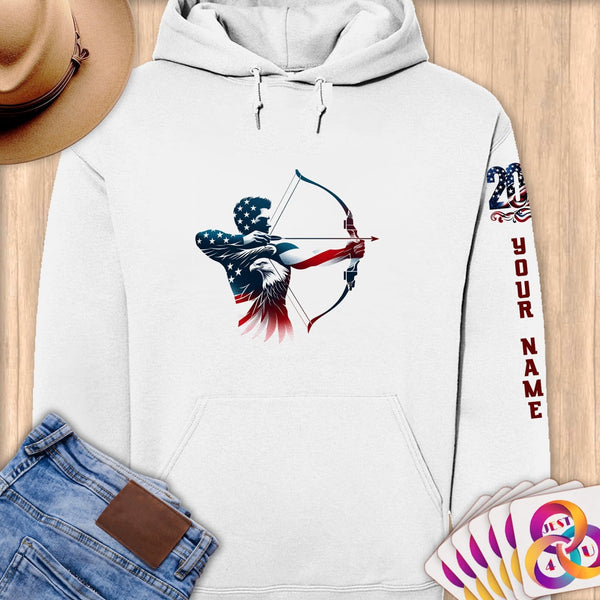 Physical Item S / White Patriot Archer ~Limited Edition 2024 "USA Excellence" ~ Personalized Premium Hoodie