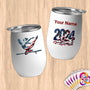 Physical Item 12 oz / White Patriot Gymnast Stance~Limited Edition 2024 "USA Excellence" ~ Customizable 12oz Wine Tumbler with Lid