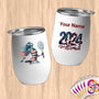Physical Item 12 oz / White Patriotic American Tennis Player~Limited Edition 2024 "USA Excellence" ~ Customizable 12oz Wine Tumbler with Lid