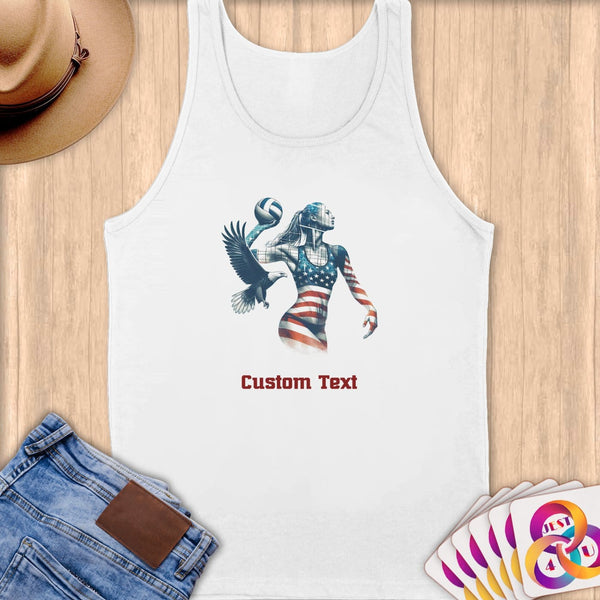 Physical Item S / White Patriotic American Volleyball Player~Limited Edition 2024 "USA Excellence" ~ Customizable Supersoft Tank Top