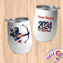 Physical Item 12 oz / White Patriotic Archer ~Limited Edition 2024 "USA Excellence" ~ Customizable 12oz Wine Tumbler with Lid