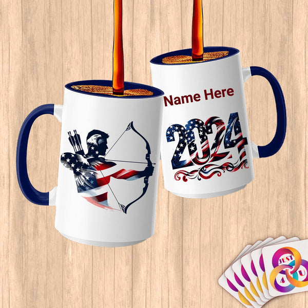 Physical Item 15oz / Blue Patriotic Archer ~Limited Edition 2024 "USA Excellence" ~ Customized Large 15oz Mug