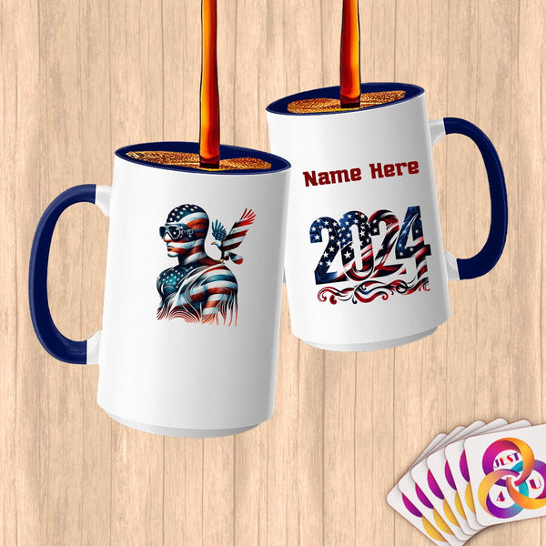 Physical Item 15oz / Blue Patriotic Bald Eagle Swimmer~Limited Edition 2024 "USA Excellence" ~ Customized Large 15oz Mug