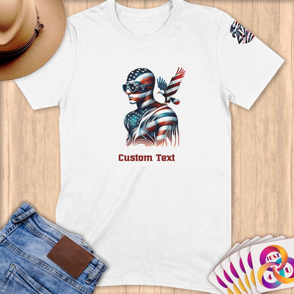 Physical Item S / White Patriotic Bald Eagle Swimmer~Limited Edition 2024 "USA Excellence" ~ Personalized Softstyle T-Shirt