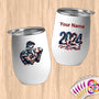 Physical Item 12 oz / White Patriotic Boxer Eagle~Limited Edition 2024 "USA Excellence" ~ Customizable 12oz Wine Tumbler with Lid
