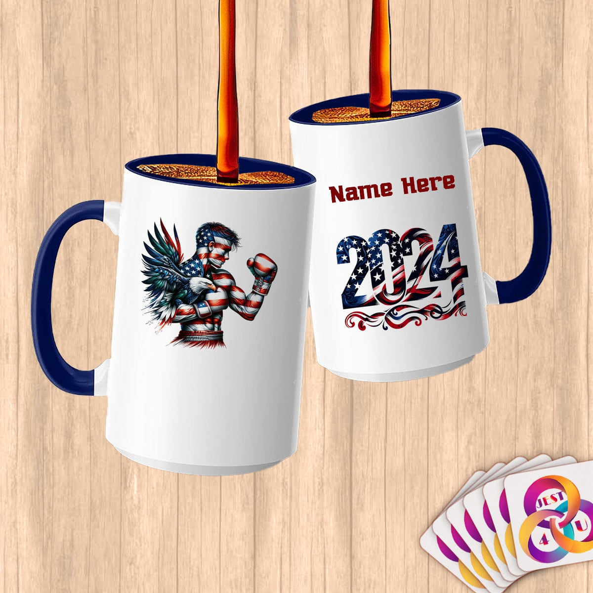 Physical Item 15oz / Blue Patriotic Boxer Eagle~Limited Edition 2024 "USA Excellence" ~ Customized Large 15oz Mug