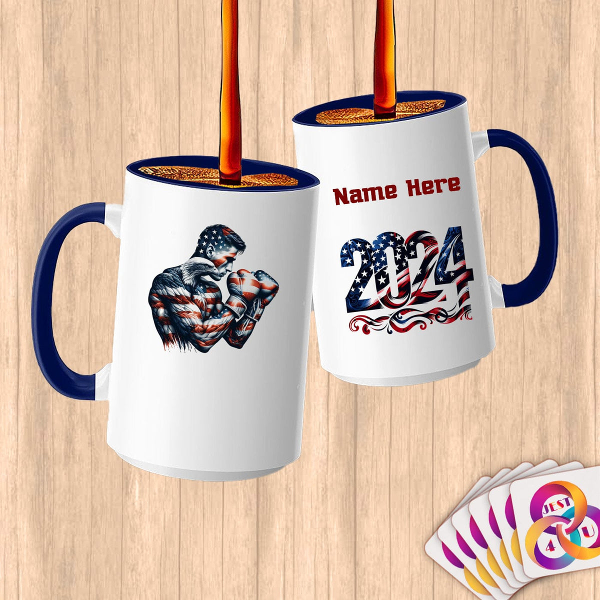 Physical Item 15oz / Blue Patriotic Boxer Eagle~Limited Edition 2024 "USA Excellence" ~ Customized Large 15oz Mug