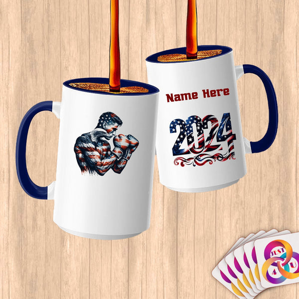 Physical Item 15oz / Blue Patriotic Boxer Eagle~Limited Edition 2024 "USA Excellence" ~ Customized Large 15oz Mug