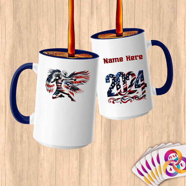 Physical Item 15oz / Blue Patriotic Boxing Eagle Pride~Limited Edition 2024 "USA Excellence" ~ Customized Large 15oz Mug