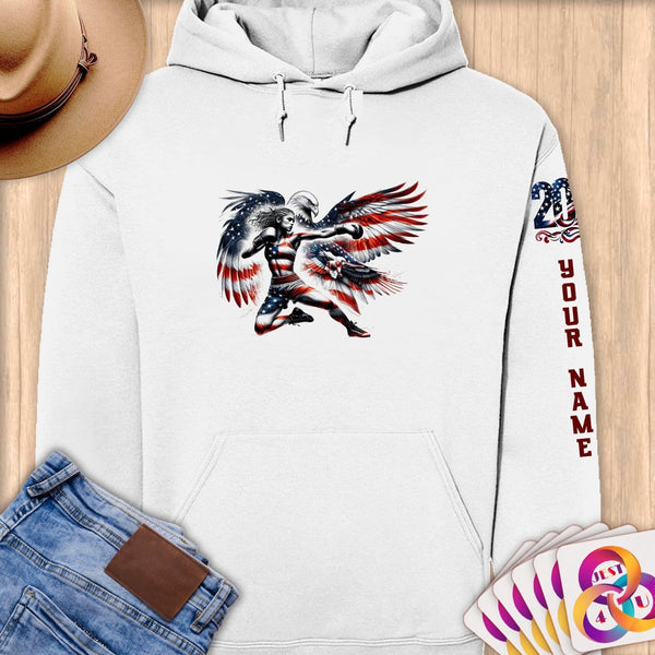 Physical Item S / White Patriotic Boxing Eagle Pride~Limited Edition 2024 "USA Excellence" ~ Personalized Premium Hoodie