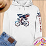 Physical Item S / White Patriotic Cycling Eagle~Limited Edition 2024 "USA Excellence" ~ Personalized Premium Hoodie