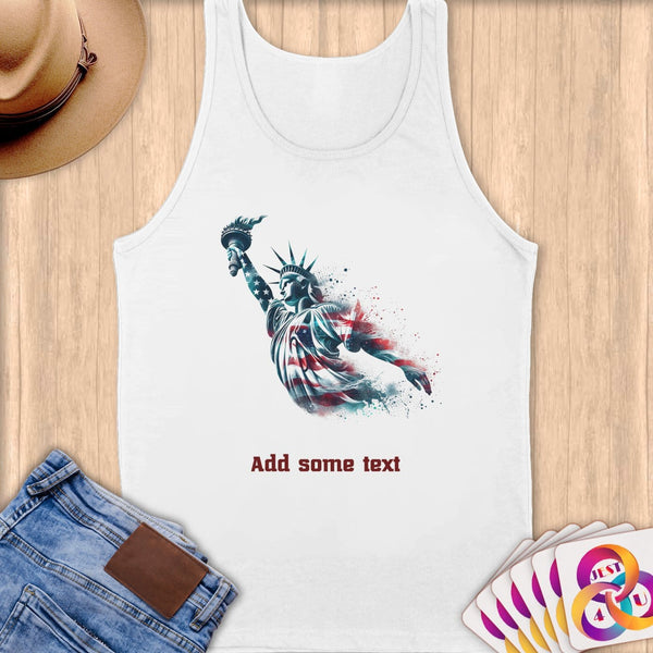 Physical Item S / White Patriotic Diving Liberty ~ Limited Edition 2024 "USA Excellence" ~ Customizable Supersoft Tank Top