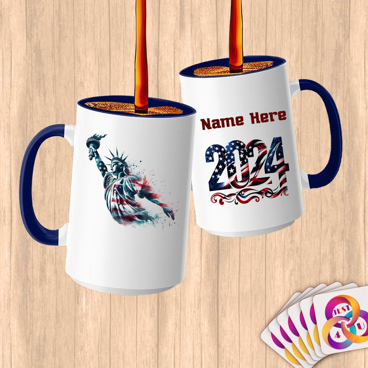 Physical Item 15oz / Blue Patriotic Diving Liberty ~ Limited Edition 2024 "USA Excellence" ~ Customized Large 15oz Mug