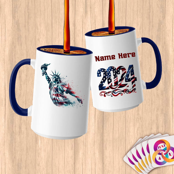 Physical Item 15oz / Blue Patriotic Diving Liberty ~ Limited Edition 2024 "USA Excellence" ~ Customized Large 15oz Mug