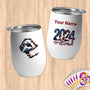 Physical Item 12 oz / White Patriotic Eagle Gymnast~Limited Edition 2024 "USA Excellence" ~ Customizable 12oz Wine Tumbler with Lid