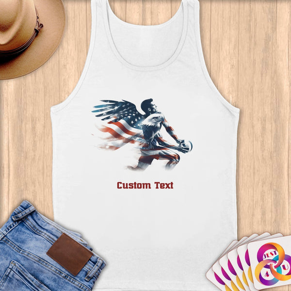 Physical Item S / White Patriotic Eagle Player Volleyball~Limited Edition 2024 "USA Excellence" ~ Customizable Supersoft Tank Top