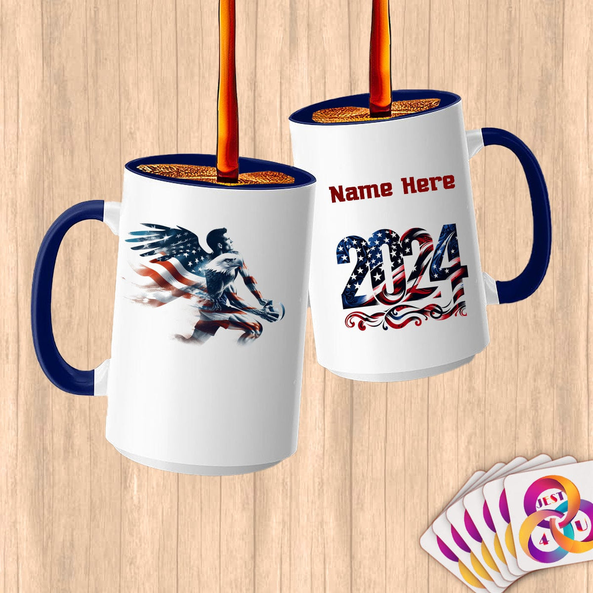 Physical Item 15oz / Blue Patriotic Eagle Player Volleyball~Limited Edition 2024 "USA Excellence" ~ Customized Large 15oz Mug