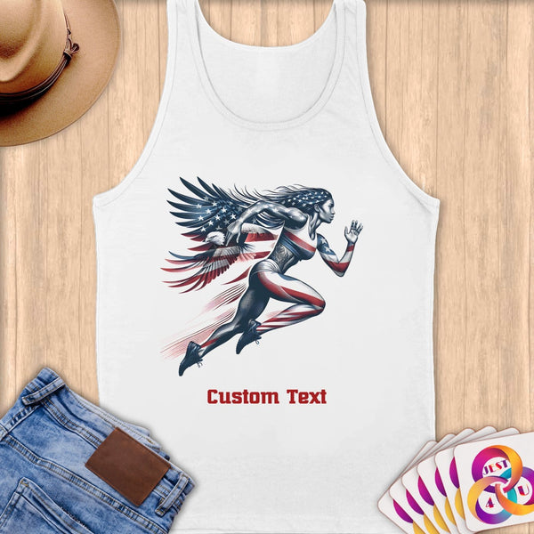 Physical Item S / White Patriotic Eagle Runner ~Limited Edition 2024 "USA Excellence" ~ Customizable Supersoft Tank Top