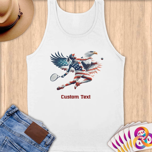 Physical Item S / White Patriotic Eagle Tennis~Limited Edition 2024 "USA Excellence" ~ Customizable Supersoft Tank Top