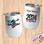 Physical Item 12 oz / White Patriotic Freedom Dive~Limited Edition 2024 "USA Excellence" ~ Customizable 12oz Wine Tumbler with Lid