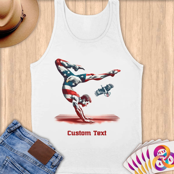 Physical Item S / White Patriotic Gymnast and Eagle ~Limited Edition 2024 "USA Excellence" ~ Customizable Supersoft Tank Top