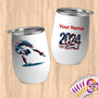 Physical Item 12 oz / White Patriotic Gymnast Eagle ~Limited Edition 2024 "USA Excellence" ~ Customizable 12oz Wine Tumbler with Lid