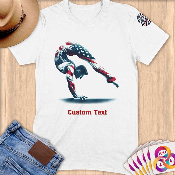 Physical Item S / White Patriotic Gymnast Eagle ~Limited Edition 2024 "USA Excellence" ~ Personalized Softstyle T-Shirt