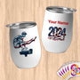 Physical Item 12 oz / White Patriotic Gymnastics Strength ~Limited Edition 2024 "USA Excellence" ~ Customizable 12oz Wine Tumbler with Lid