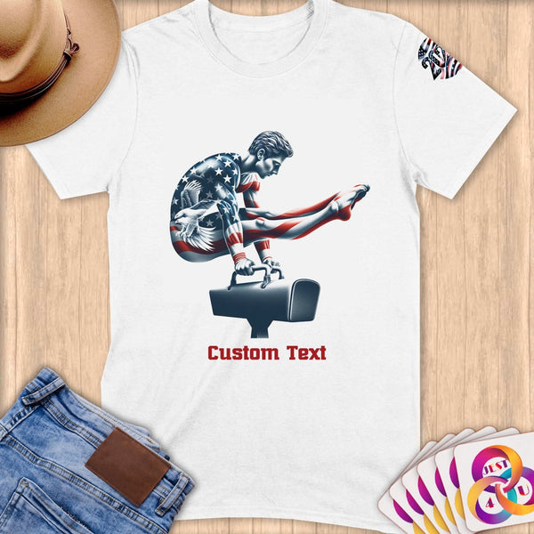 Physical Item S / White Patriotic Gymnastics Strength ~Limited Edition 2024 "USA Excellence" ~ Personalized Softstyle T-Shirt