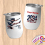 Physical Item 12 oz / White Patriotic Hurdler ~Limited Edition 2024 "USA Excellence" ~ Customizable 12oz Wine Tumbler with Lid