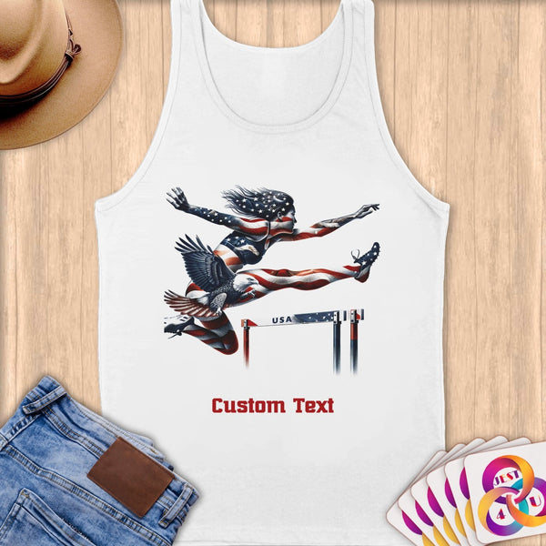 Physical Item S / White Patriotic Hurdler ~Limited Edition 2024 "USA Excellence" ~ Customizable Supersoft Tank Top