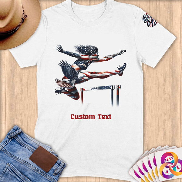 Physical Item S / White Patriotic Hurdler ~Limited Edition 2024 "USA Excellence" ~ Personalized Softstyle T-Shirt