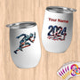 Physical Item 12 oz / White Patriotic Liberty Runner~Limited Edition 2024 "USA Excellence" ~ Customizable 12oz Wine Tumbler with Lid