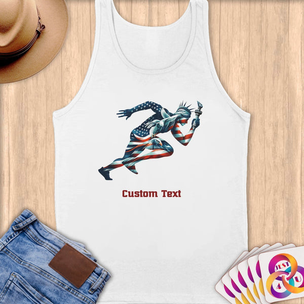 Physical Item S / White Patriotic Liberty Runner~Limited Edition 2024 "USA Excellence" ~ Customizable Supersoft Tank Top
